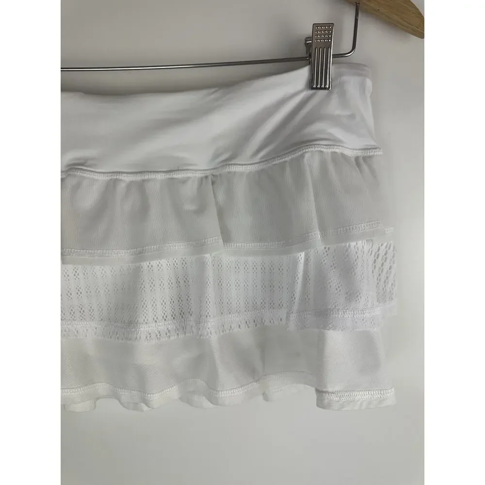 Lululemon Run Nothing to Hide Mini Micro Skort Skirt Shorts Tiered White Size 6 - Picture 4 of 16